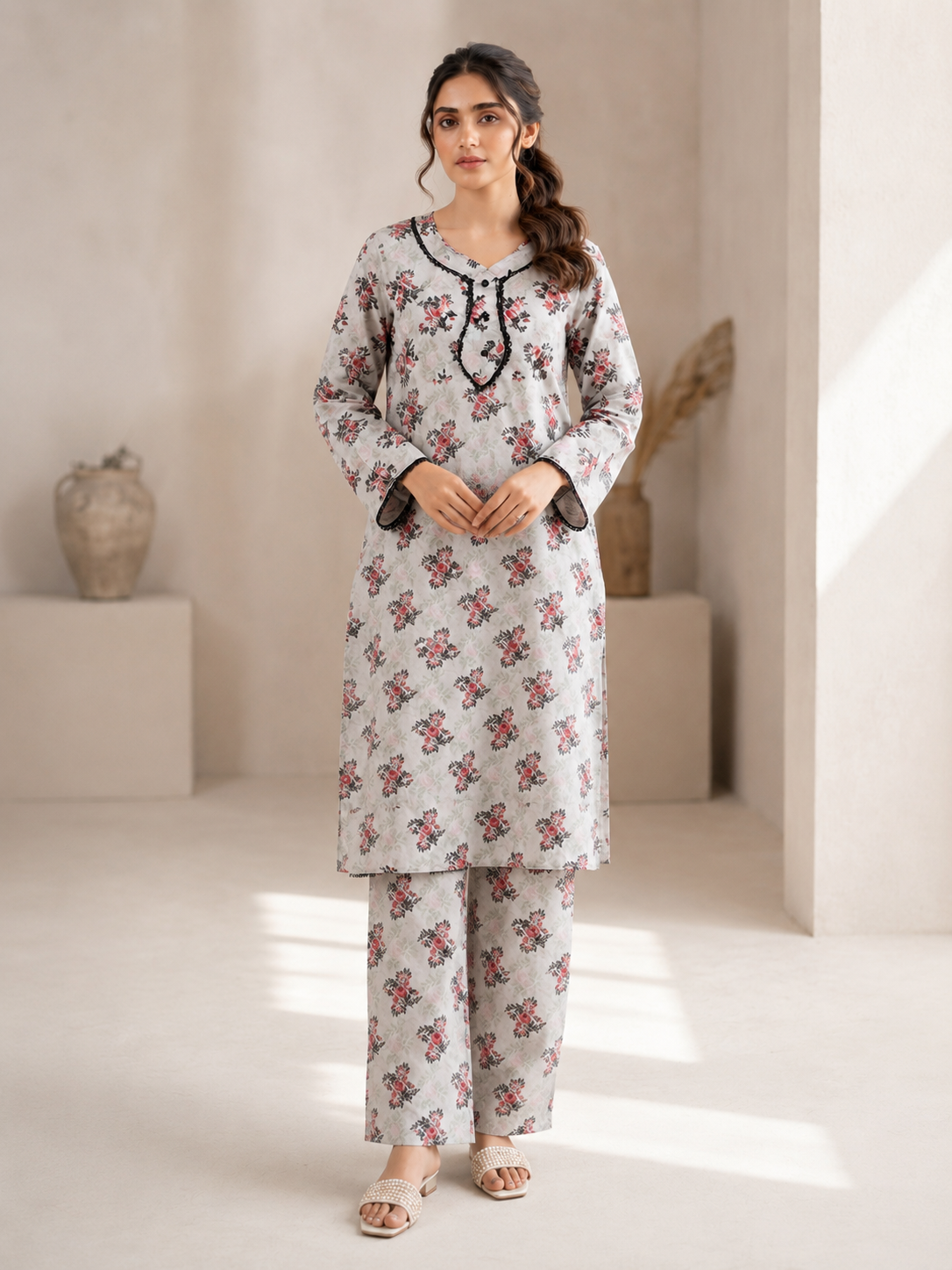 2 PIECE LAWN SUIT STITCHED