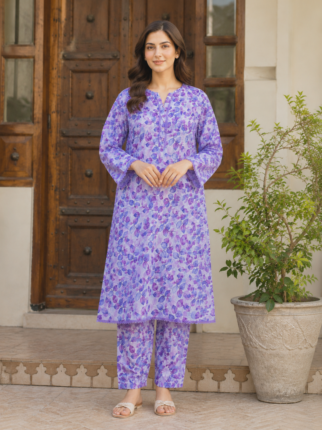 2 PIECE LAWN SUIT STITCHED