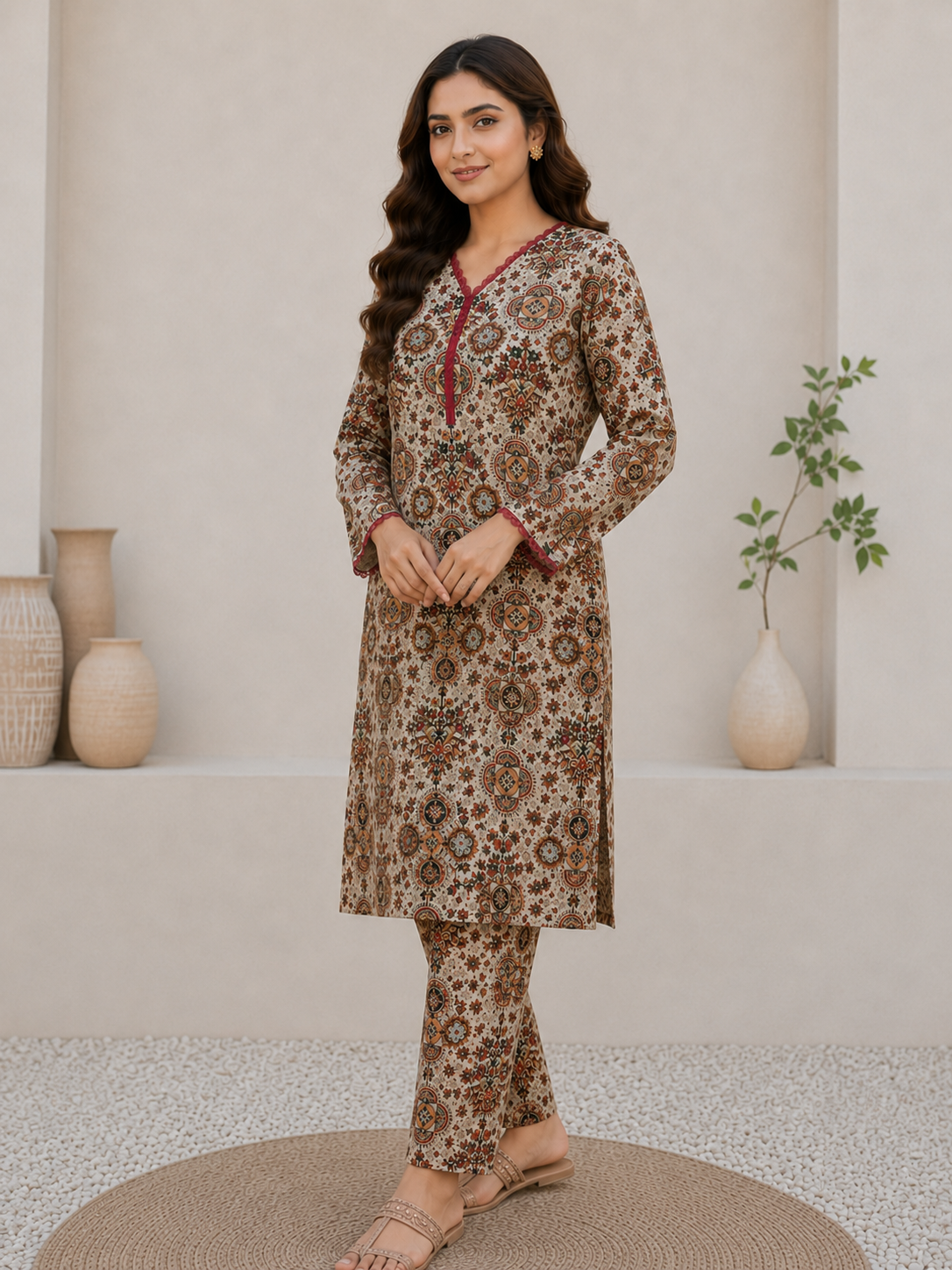 2 PIECE LAWN SUIT STITCHED