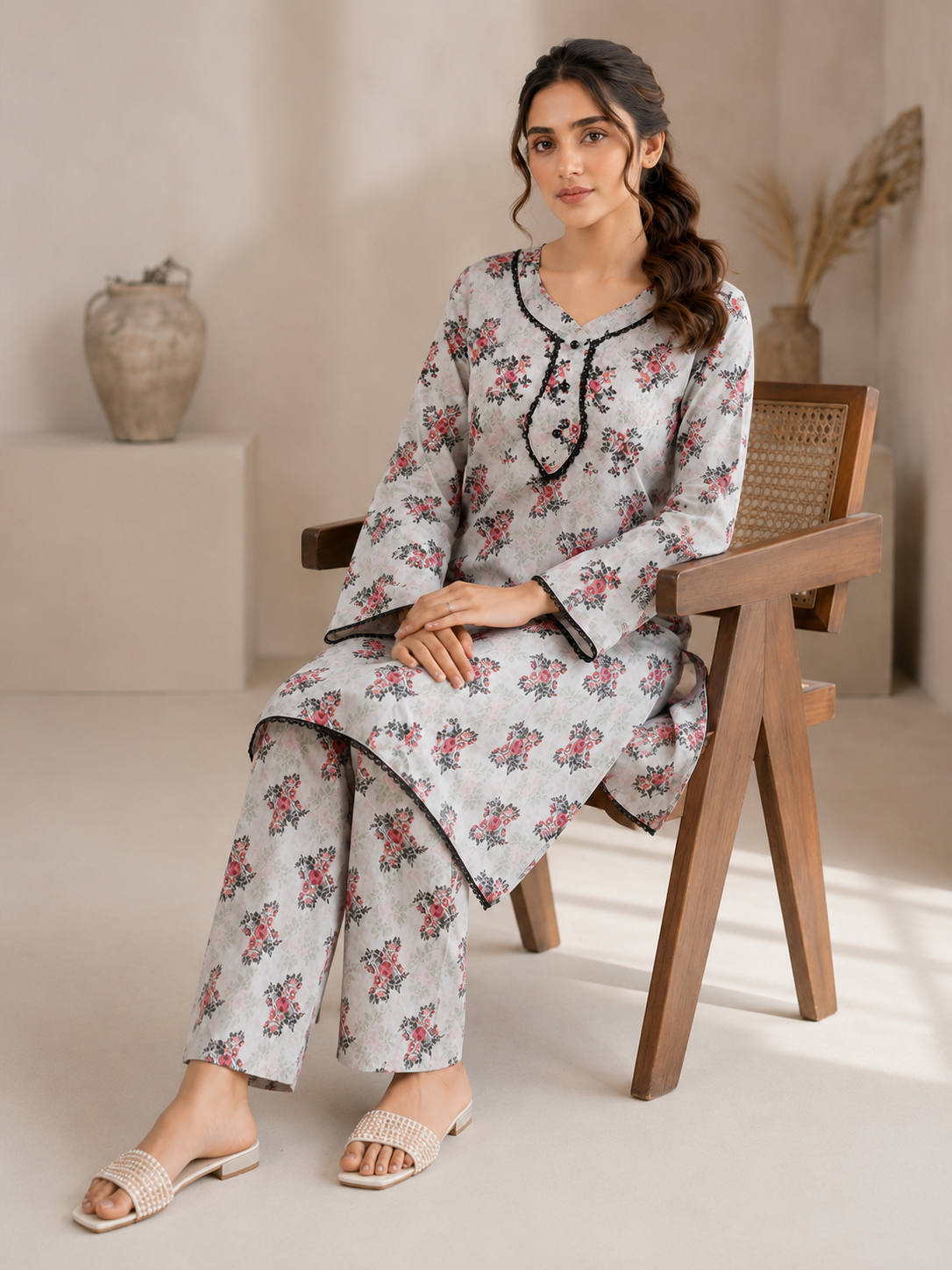 2 PIECE LAWN SUIT STITCHED