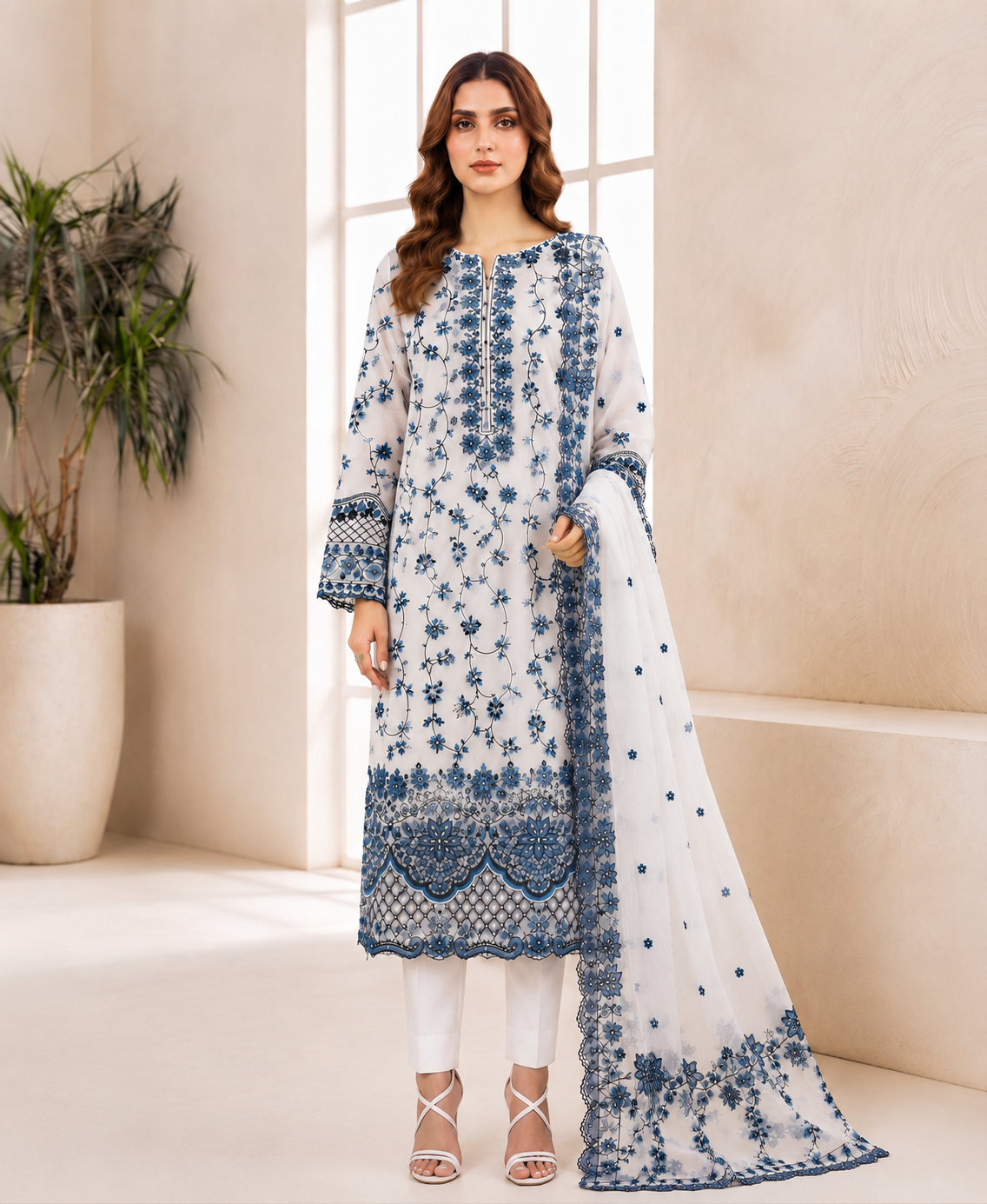 3 PIECE LAWN EMBROIDERED SUIT UNSTITCHED