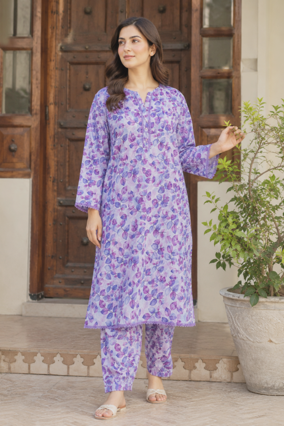 2 PIECE LAWN SUIT STITCHED
