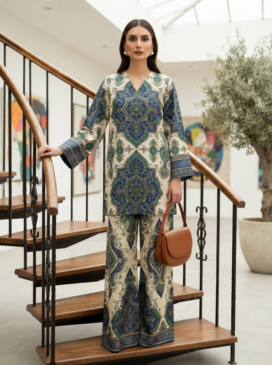 2 PIECE LAWN SUIT STITCHED