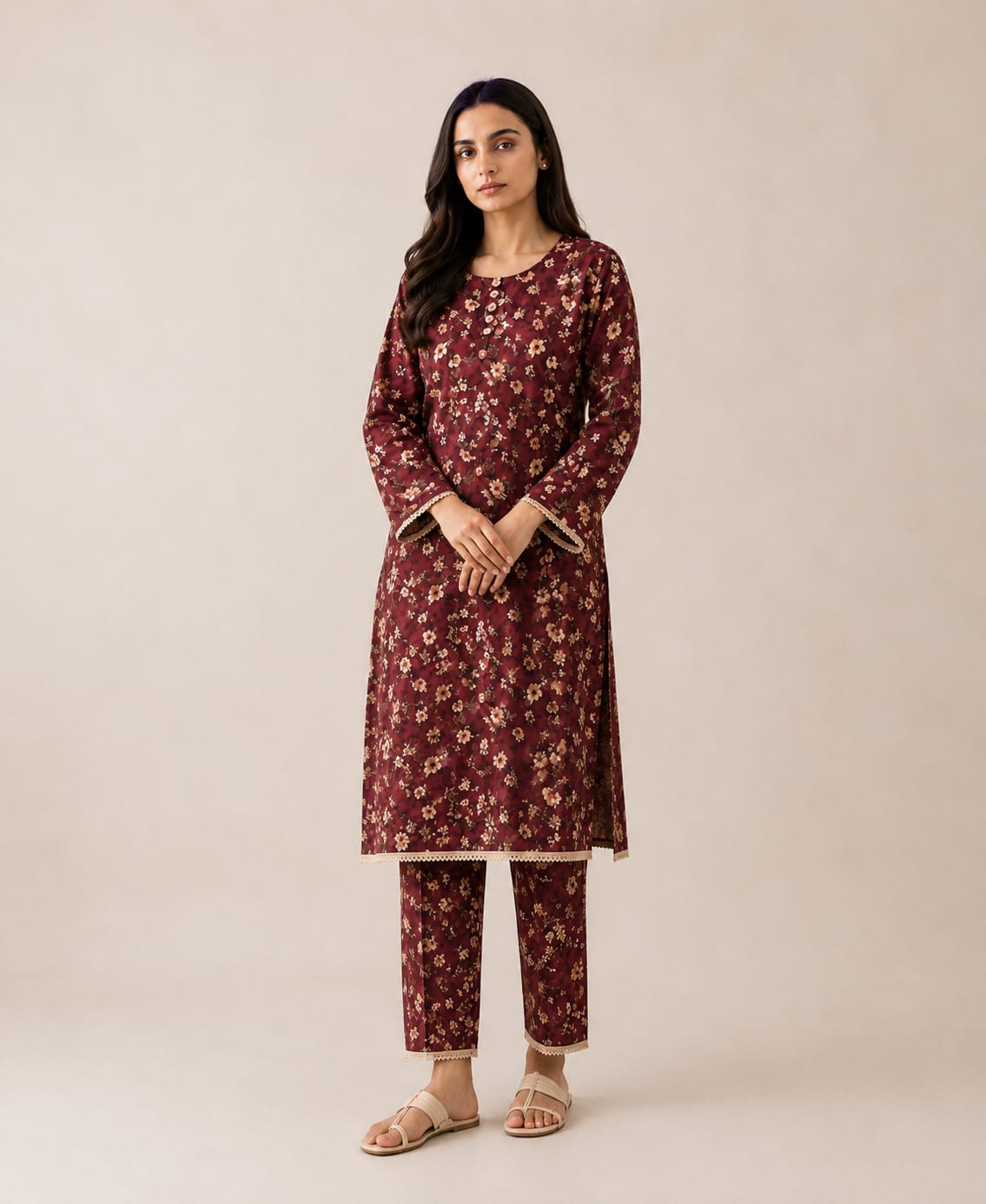 2 PIECE LAWN SUIT STITCHED