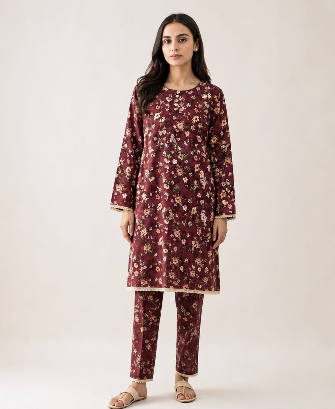 2 PIECE LAWN SUIT STITCHED