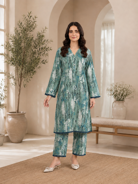 2 PIECE LAWN SUIT STITCHED