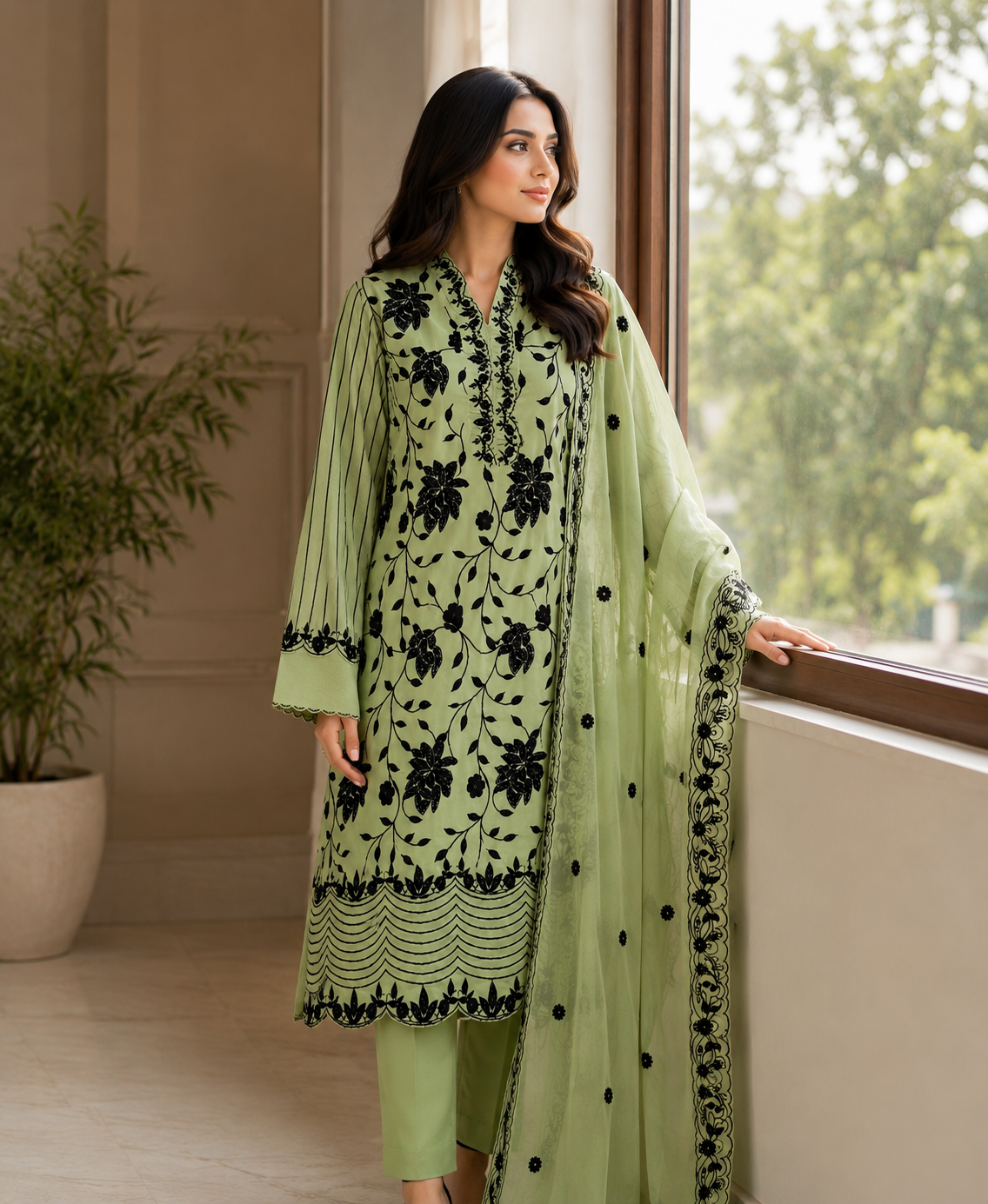 3 PIECE LAWN EMBROIDERED SUIT UNSTITCHED