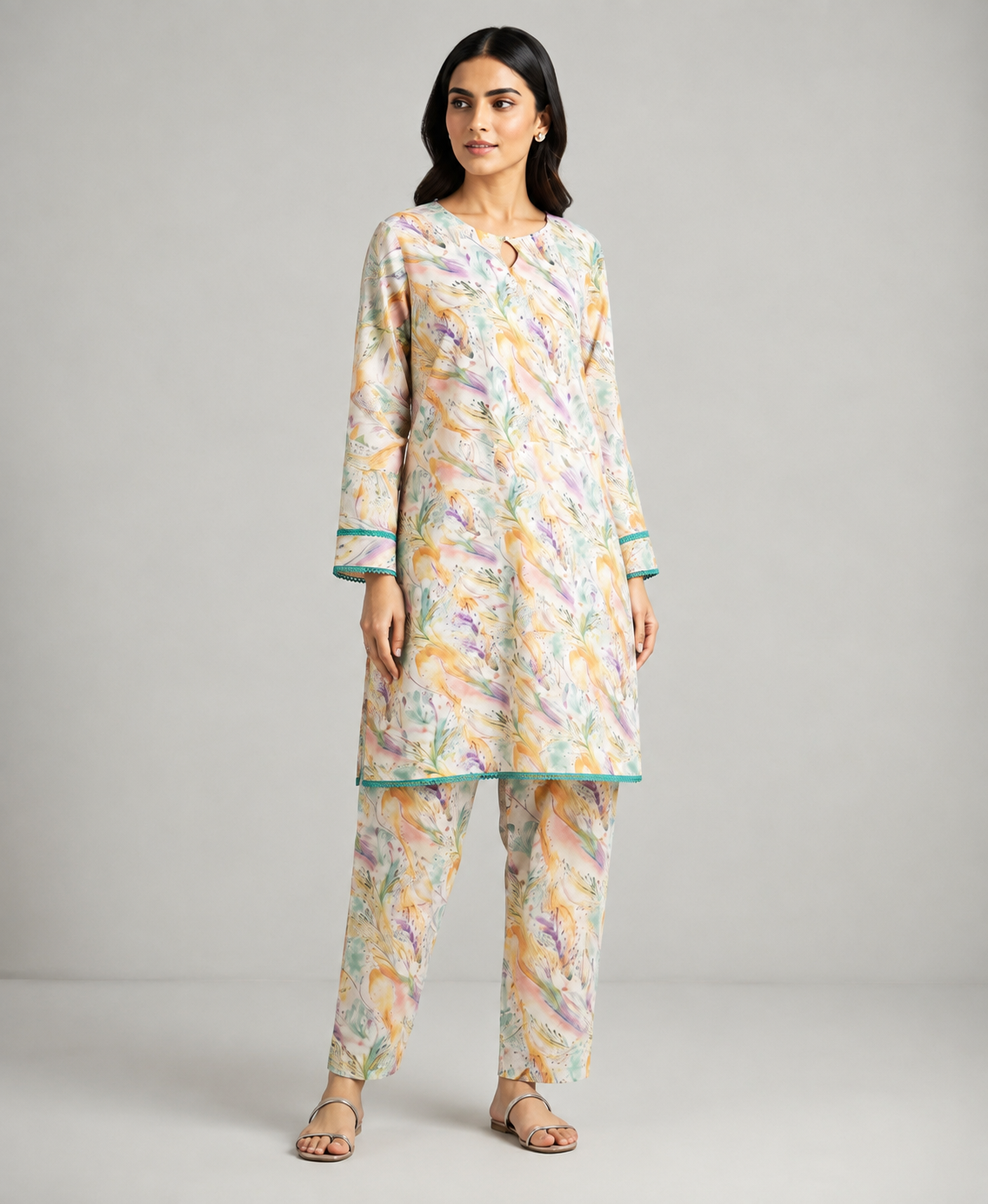 2 PIECE LAWN SUIT STITCHED