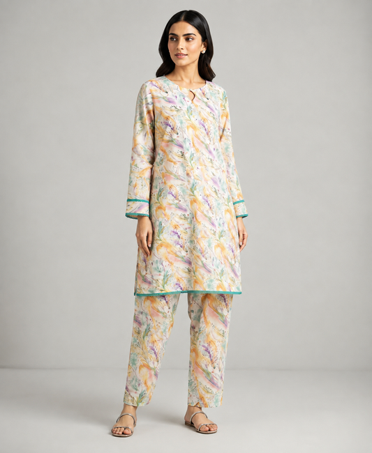 2 PIECE LAWN SUIT STITCHED