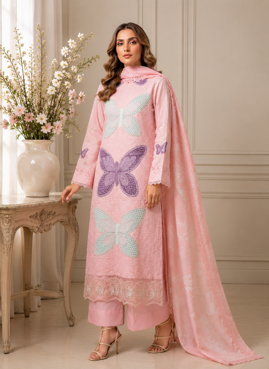 3 PIECE LAWN EMBROIDERED SUIT UNSTITCHED