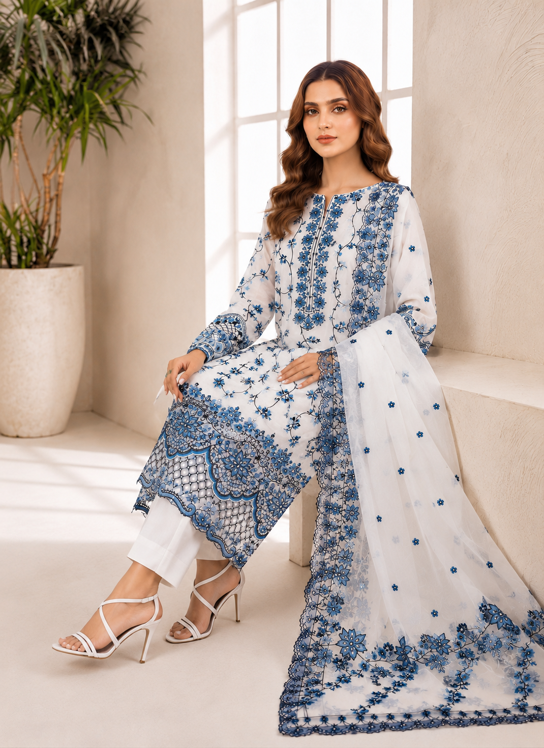 3 PIECE LAWN EMBROIDERED SUIT UNSTITCHED