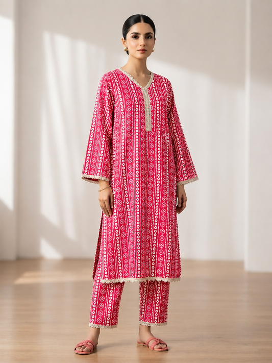 2 PIECE LAWN SUIT STITCHED