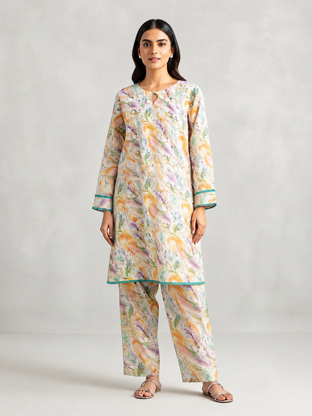 2 PIECE LAWN SUIT STITCHED