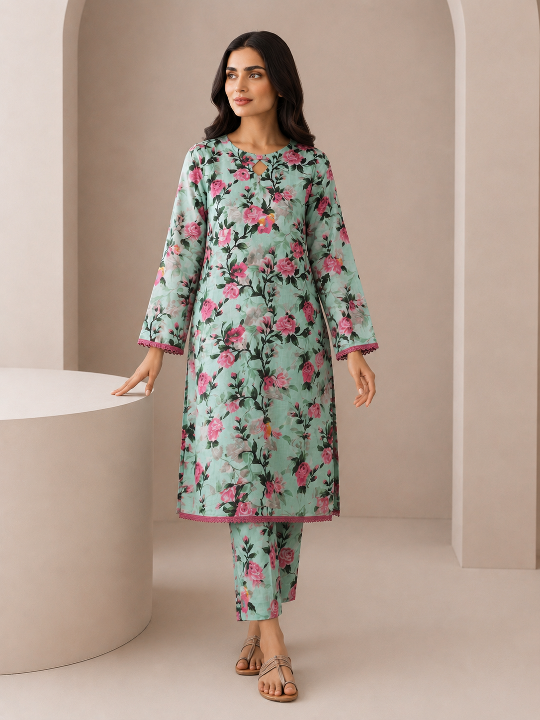 2 PIECE LAWN SUIT STITCHED