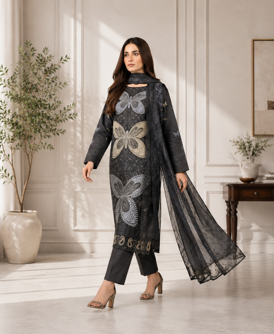 3 PIECE LAWN EMBROIDERED SUIT UNSTITCHED