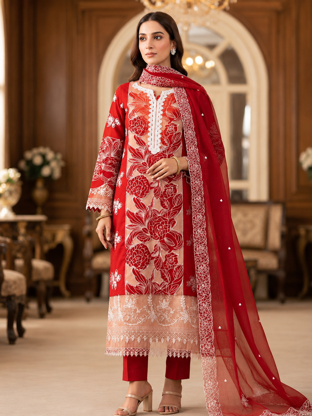 3 PIECE LAWN EMBROIDERED SUIT UNSTITCHED