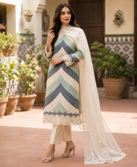 3 PIECE LAWN EMBROIDERED SUIT UNSTITCHED