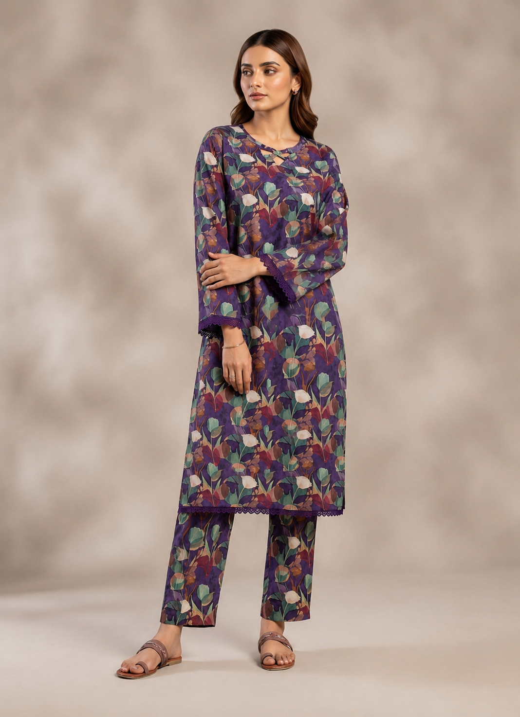 2 PIECE LAWN SUIT STITCHED