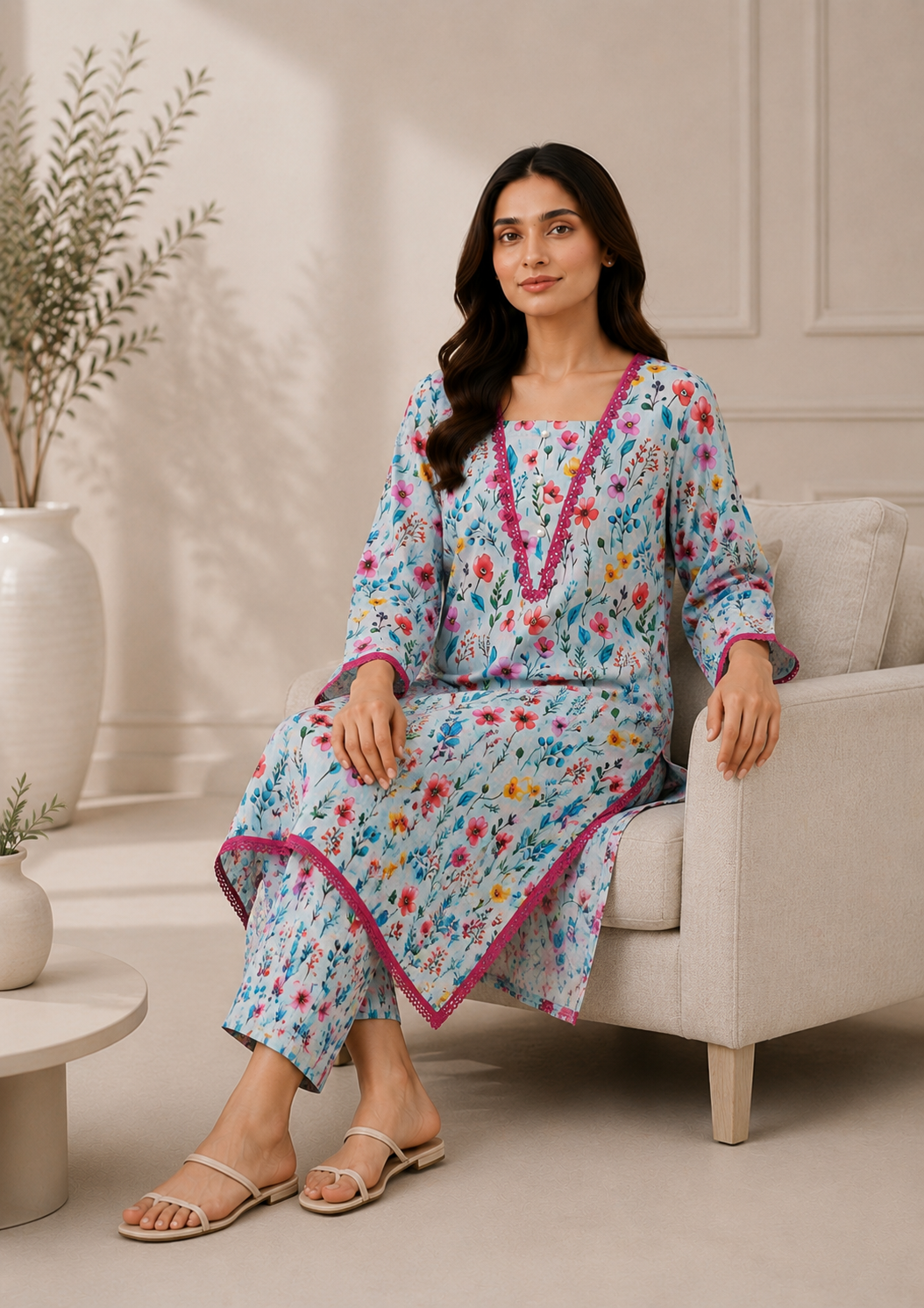 2 PIECE LAWN SUIT STITCHED