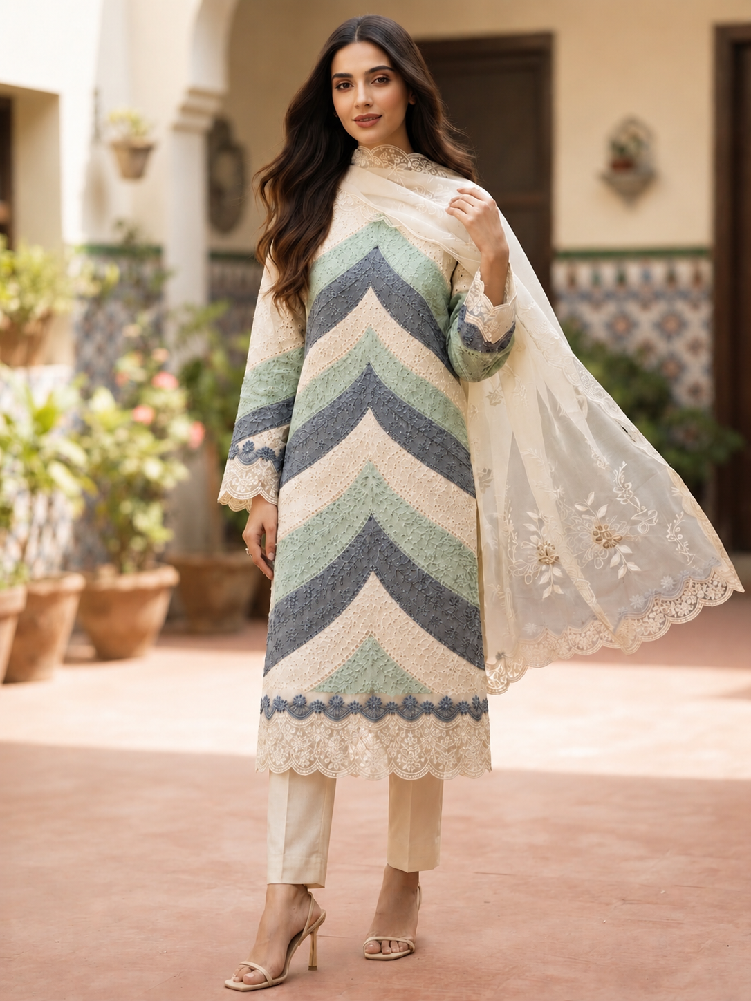 3 PIECE LAWN EMBROIDERED SUIT UNSTITCHED