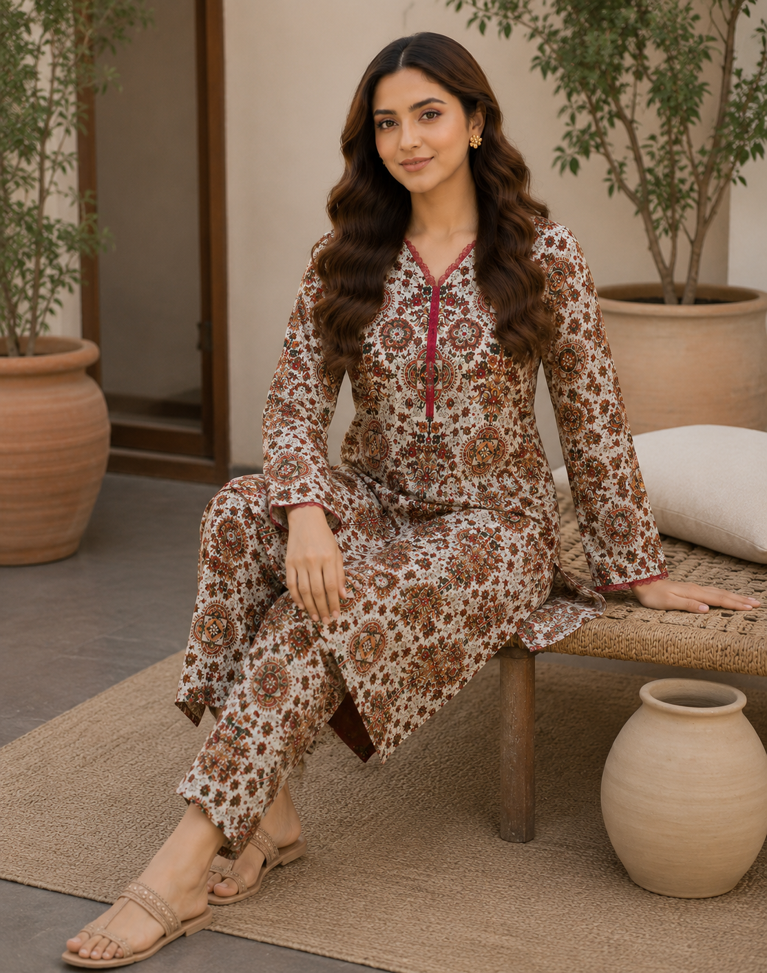 2 PIECE LAWN SUIT STITCHED