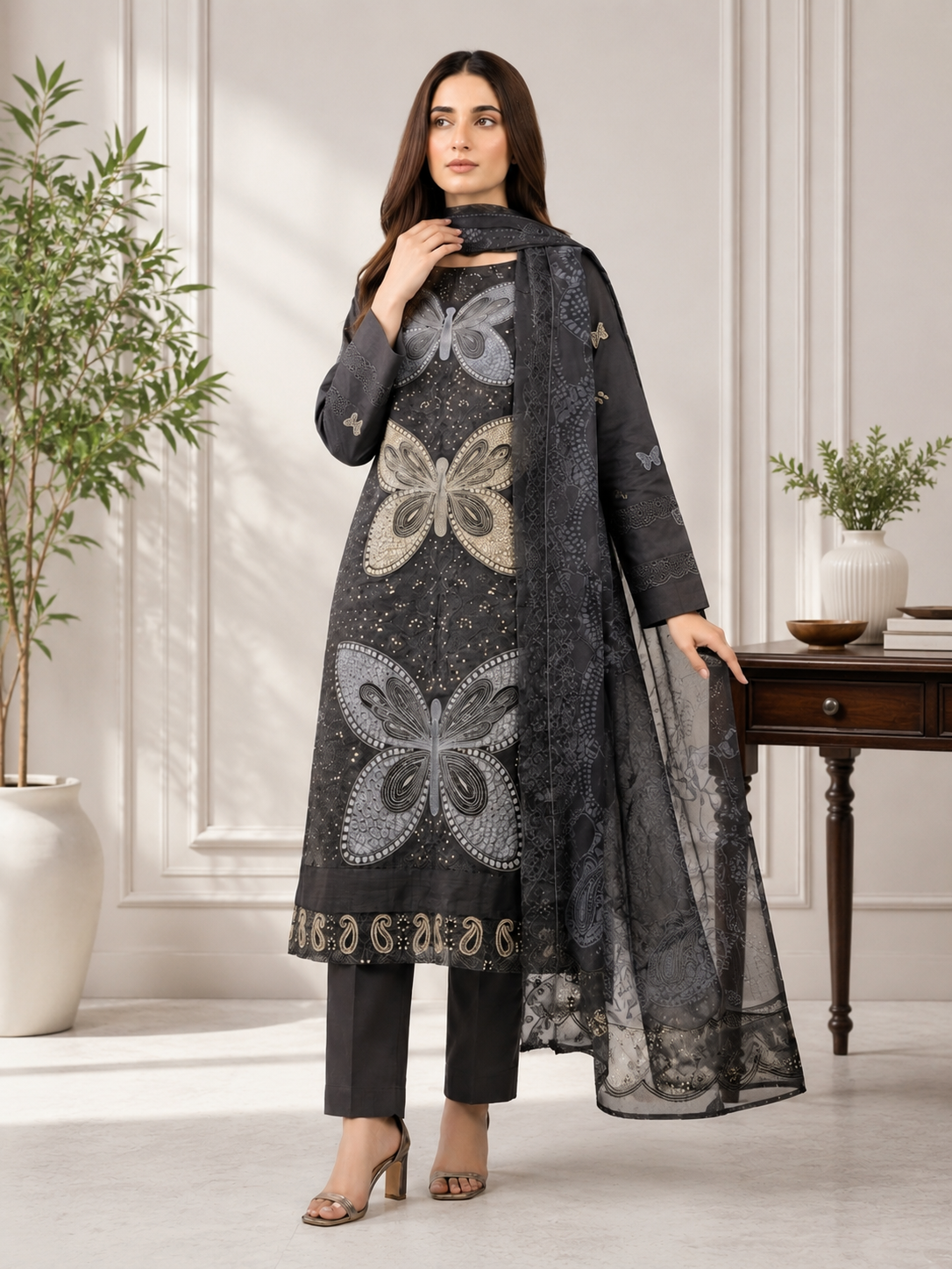3 PIECE LAWN EMBROIDERED SUIT UNSTITCHED