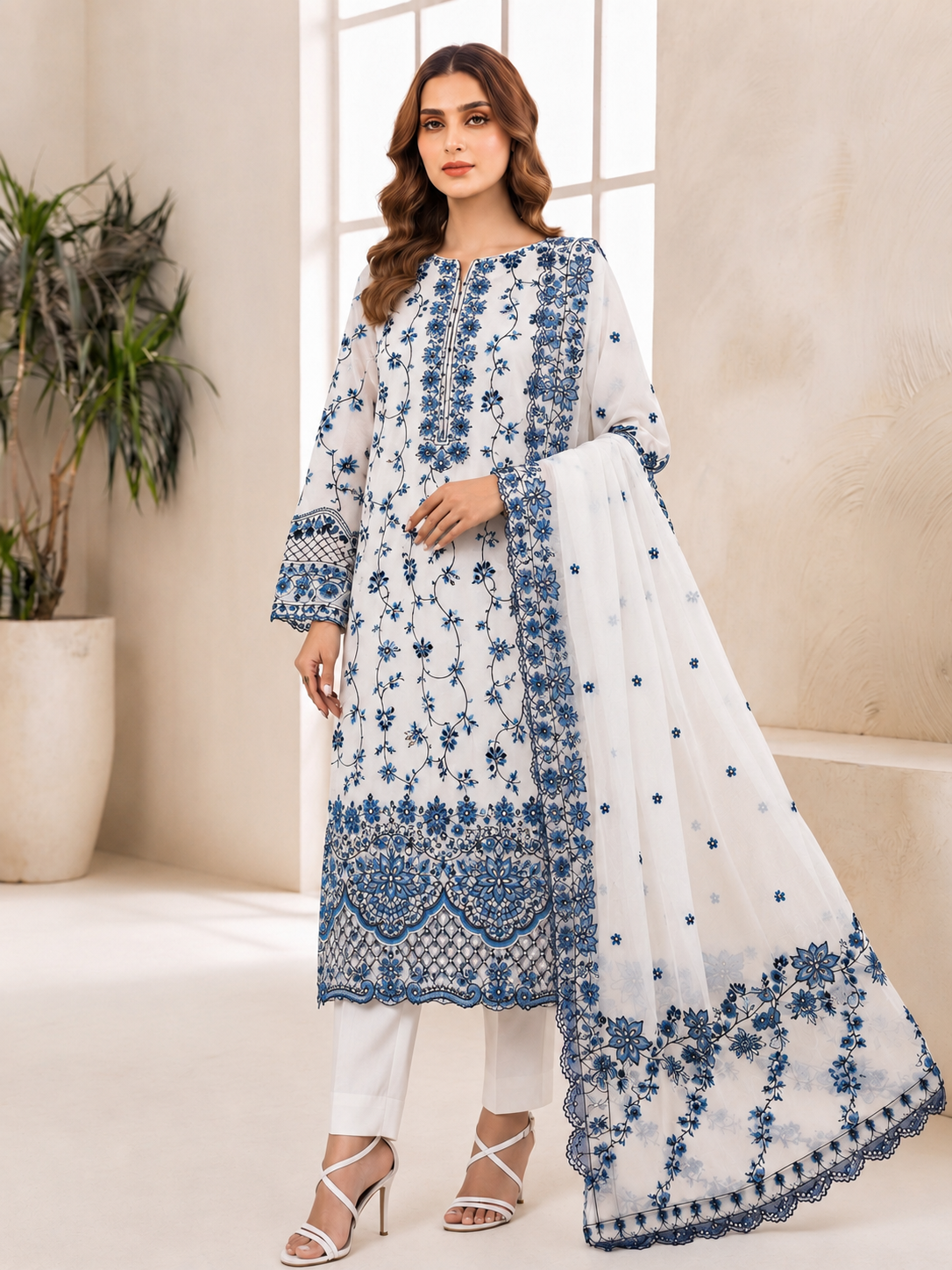 3 PIECE LAWN EMBROIDERED SUIT UNSTITCHED