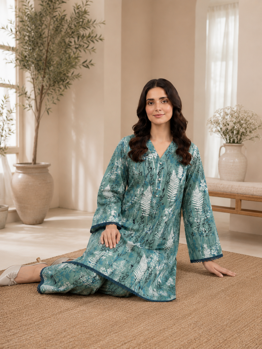 2 PIECE LAWN SUIT STITCHED