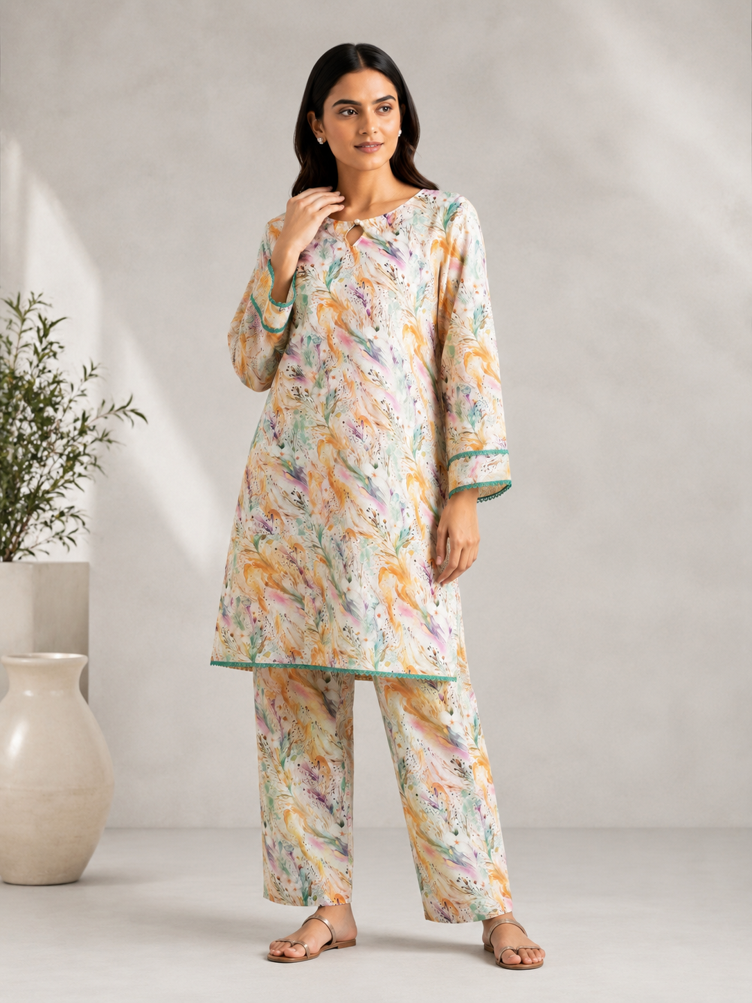 2 PIECE LAWN SUIT STITCHED