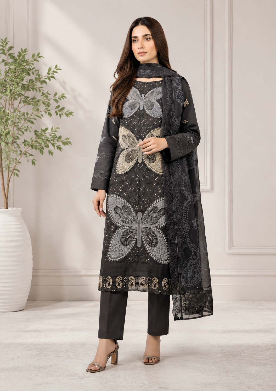 3 PIECE LAWN EMBROIDERED SUIT UNSTITCHED