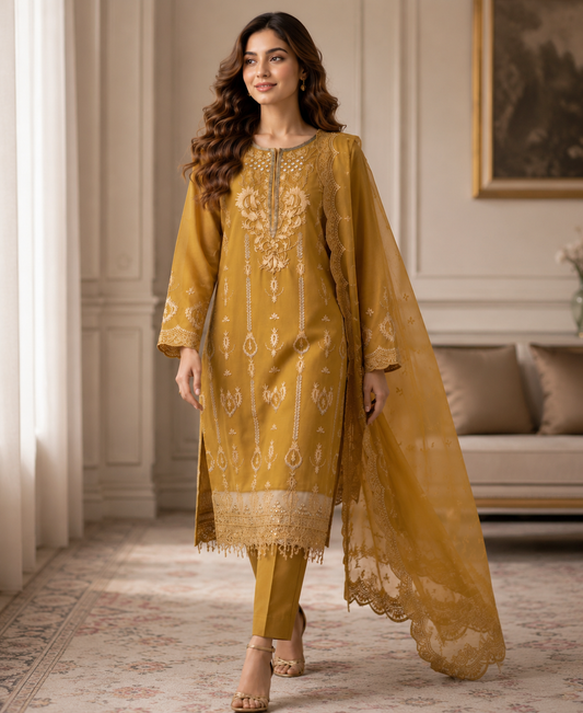 3 PIECE LAWN EMBROIDERED SUIT UNSTITCHED