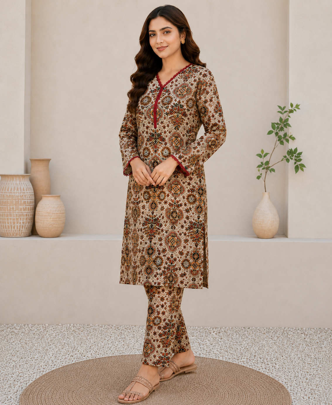 2 PIECE LAWN SUIT STITCHED