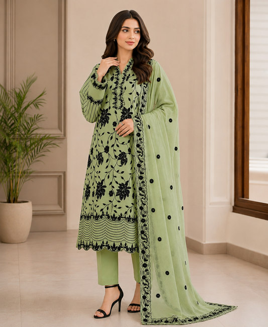 3 PIECE LAWN EMBROIDERED SUIT UNSTITCHED