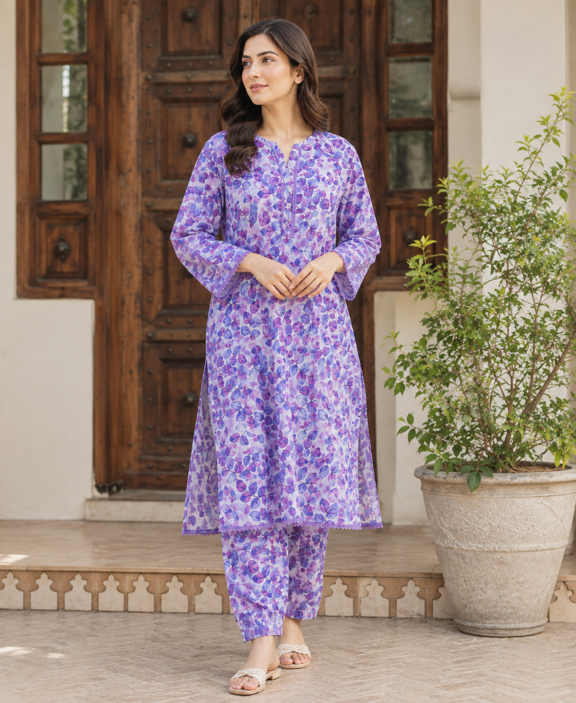 2 PIECE LAWN SUIT STITCHED