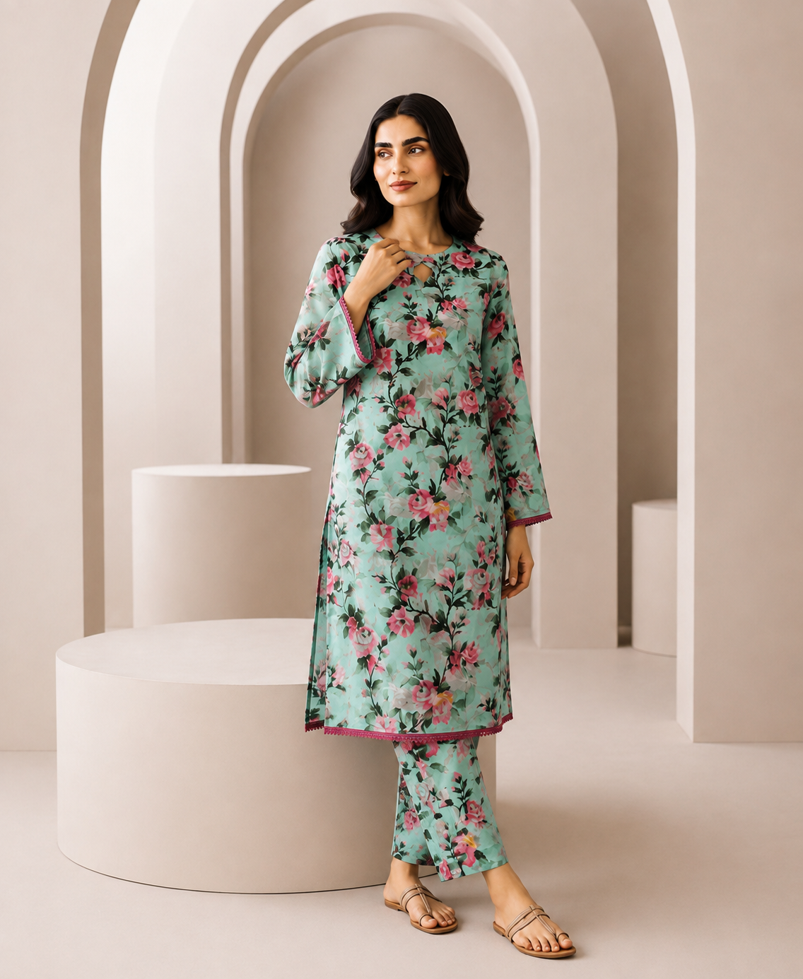 2 PIECE LAWN SUIT STITCHED