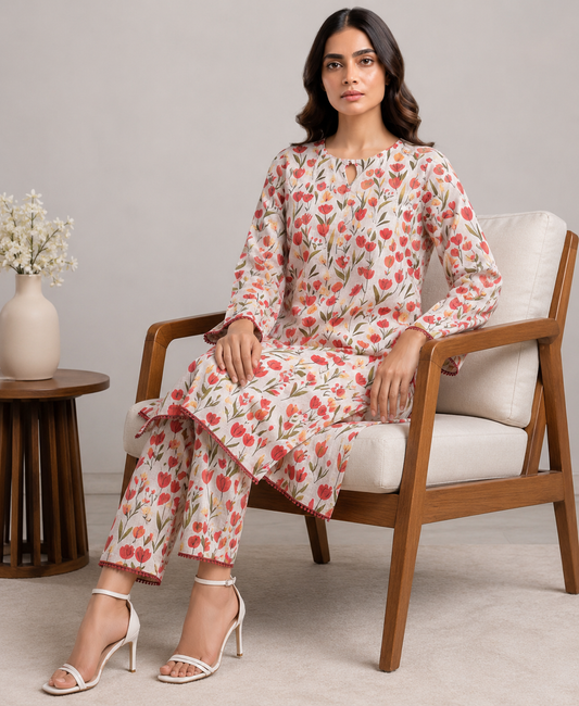 2 PIECE LAWN SUIT STITCHED
