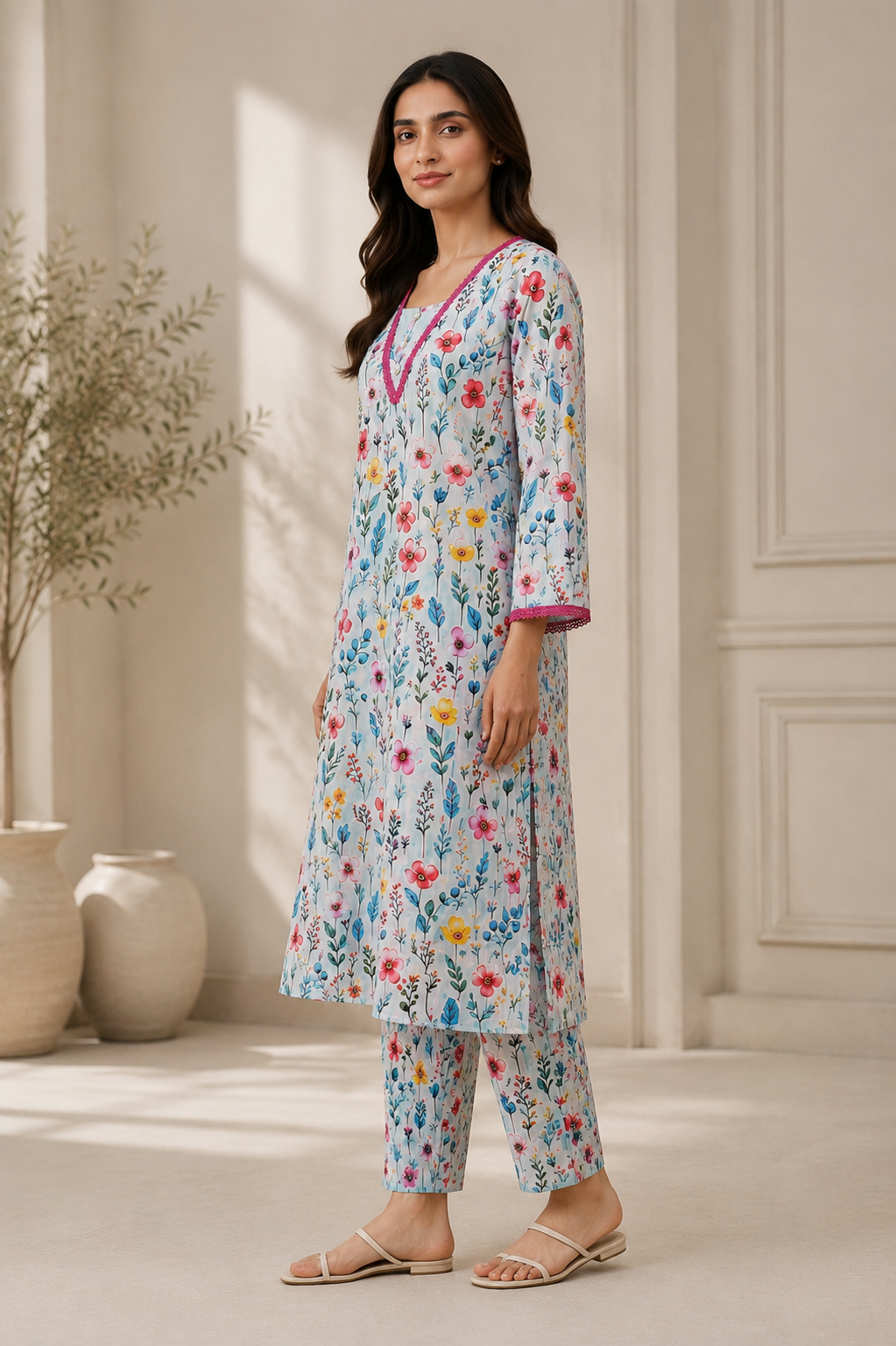 2 PIECE LAWN SUIT STITCHED