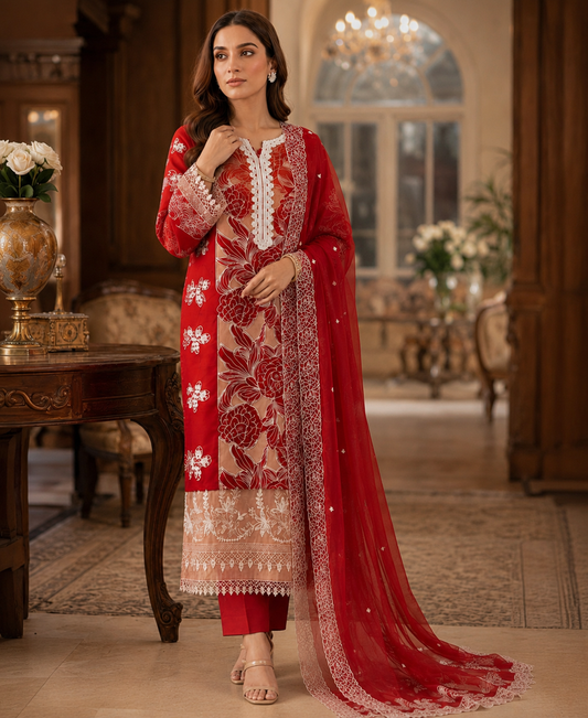 3 PIECE LAWN EMBROIDERED SUIT UNSTITCHED