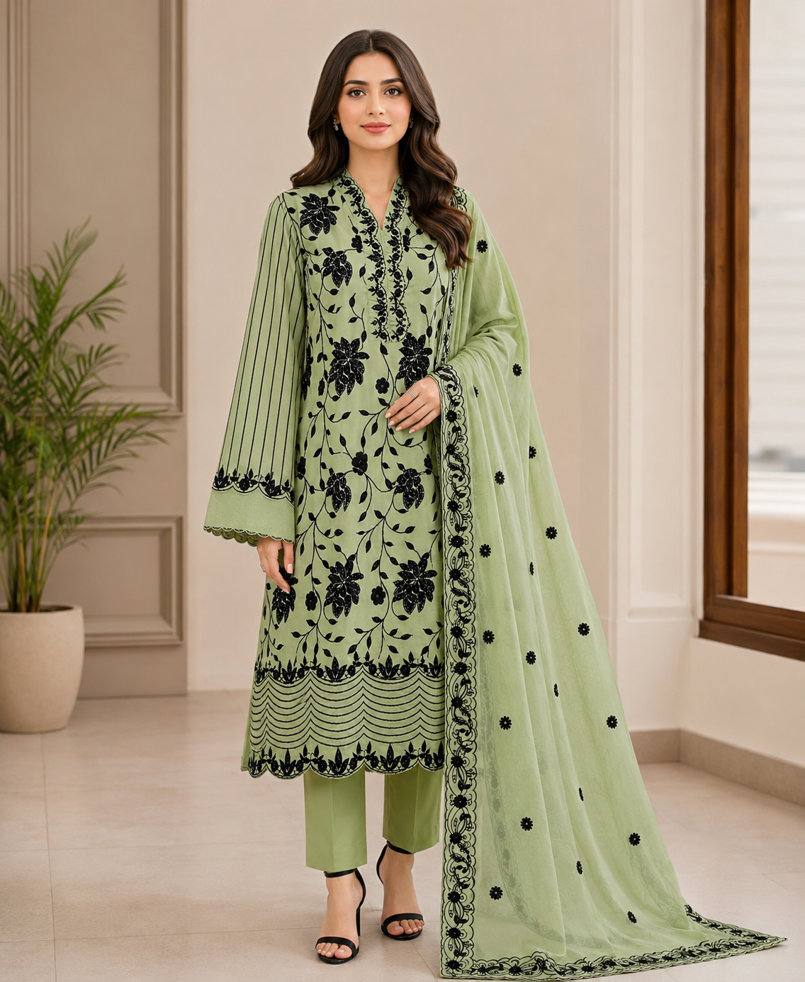3 PIECE LAWN EMBROIDERED SUIT UNSTITCHED