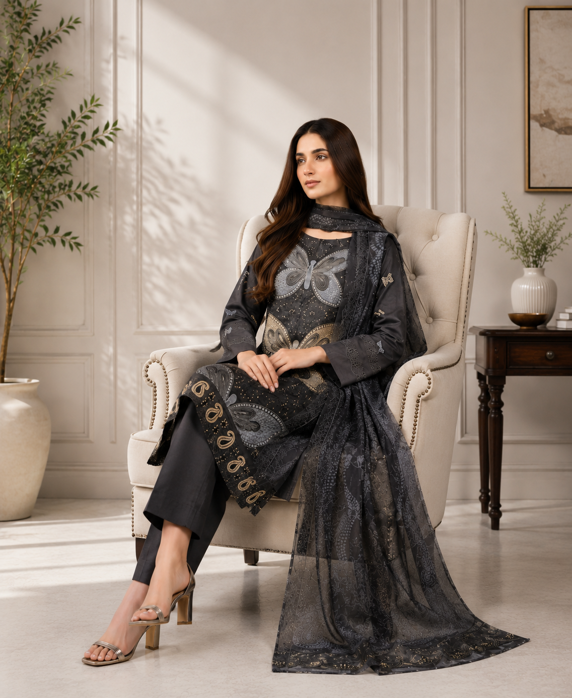 3 PIECE LAWN EMBROIDERED SUIT UNSTITCHED