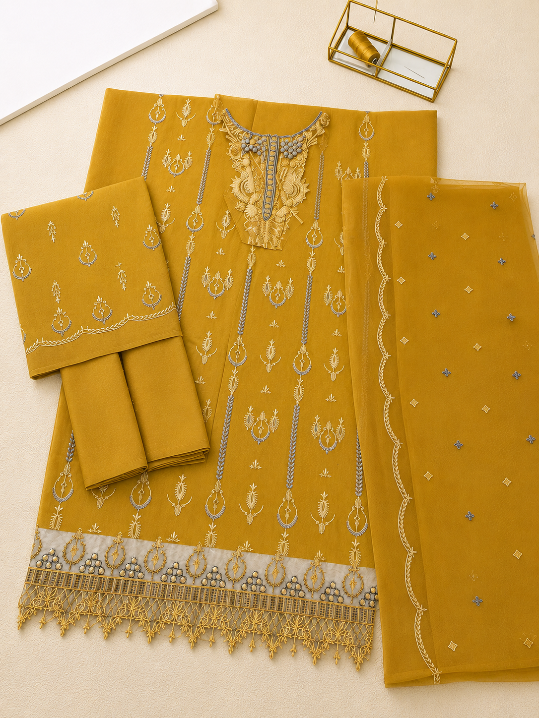 3 PIECE LAWN EMBROIDERED SUIT UNSTITCHED