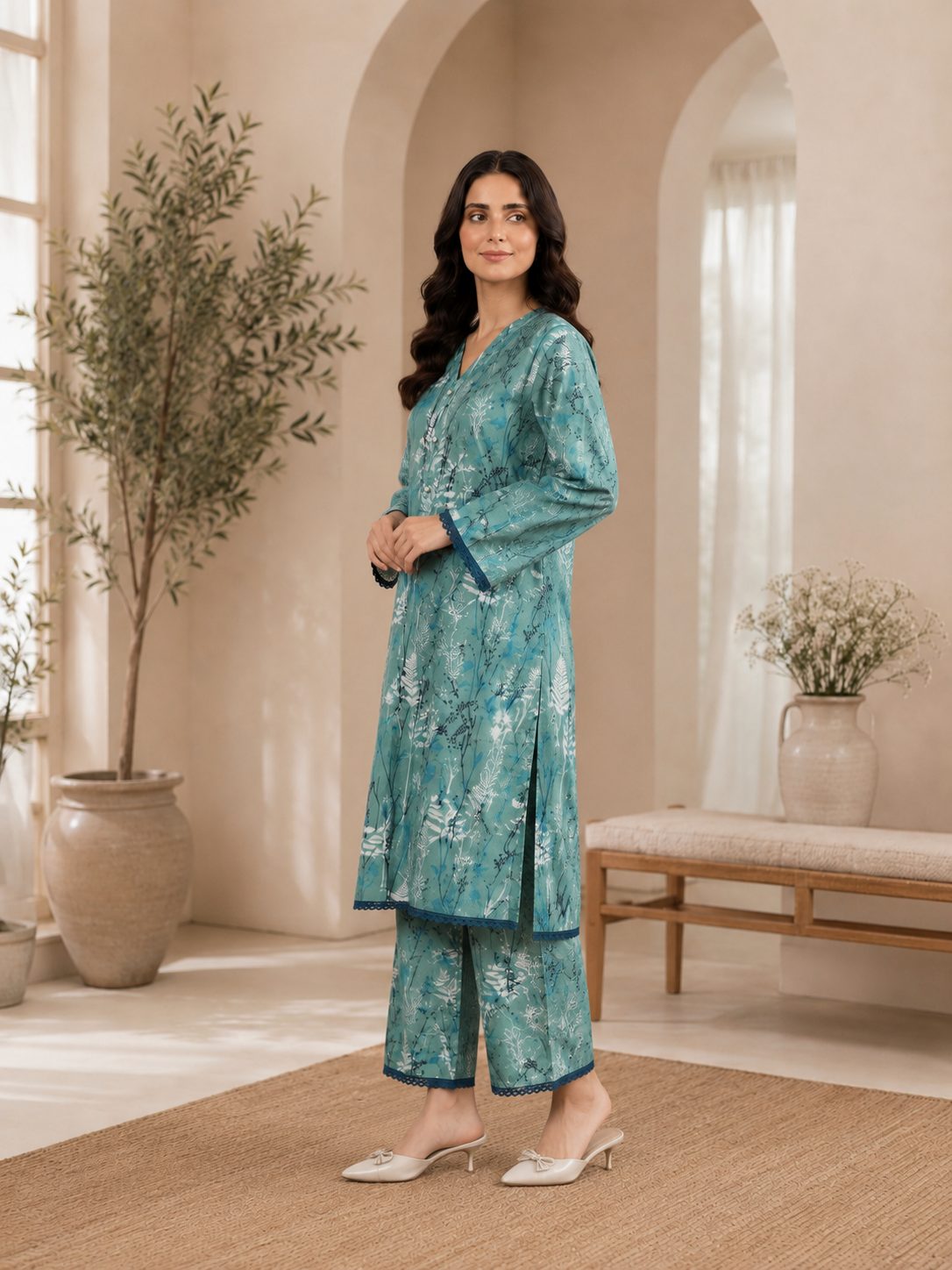 2 PIECE LAWN SUIT STITCHED